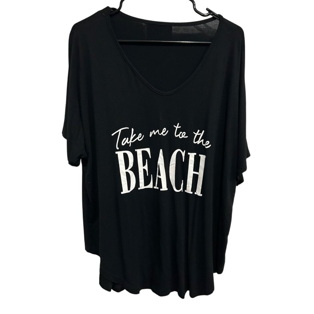 Take Me To The Beach Black T-Shirt Womens Relaxed Fit 100% Cotton Casual Top